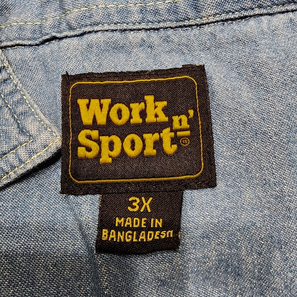 Work n' Sport Men's Denim Long Sleeve Shirt 3X - Picture 3 of 7